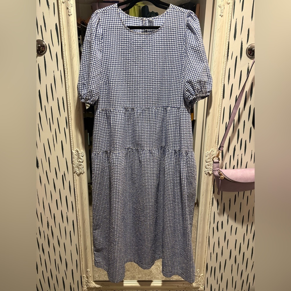 Blue and White Gingham Dress